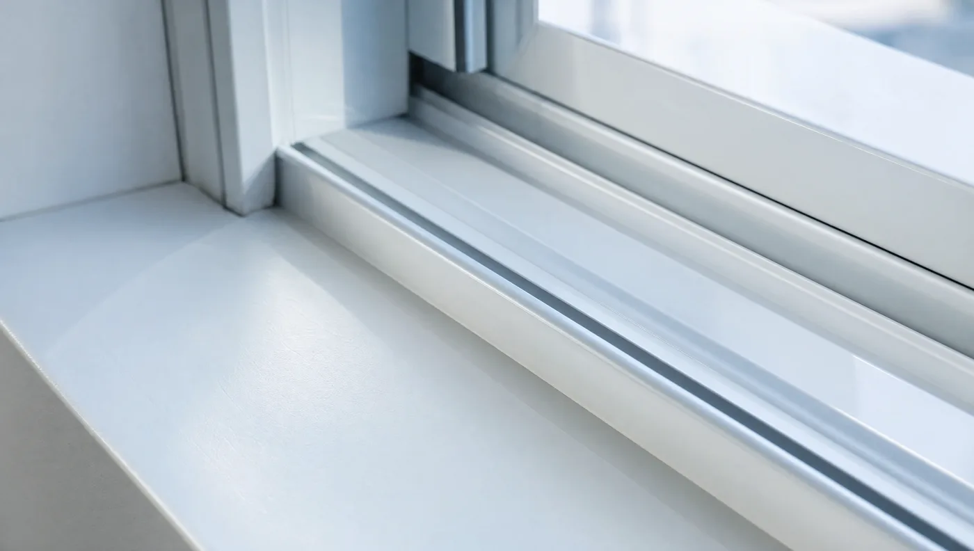 A freshly cleaned window track and sill